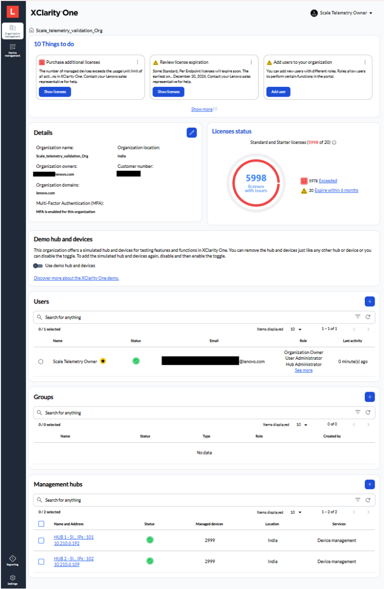 Lenovo XClarity One dashboard