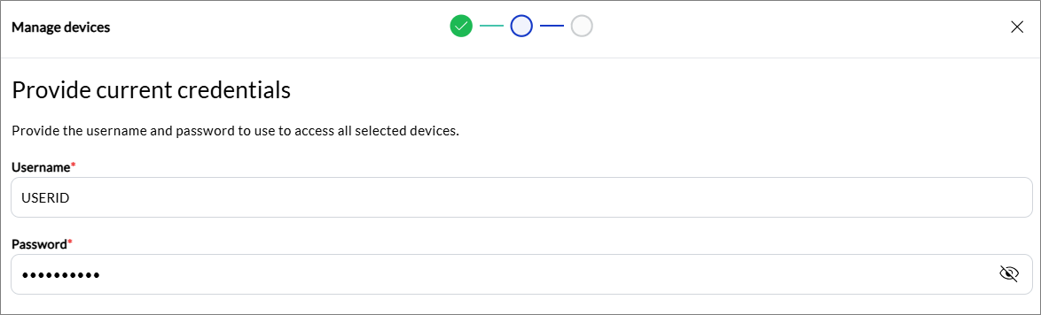 Provide credentials for the device to be managed