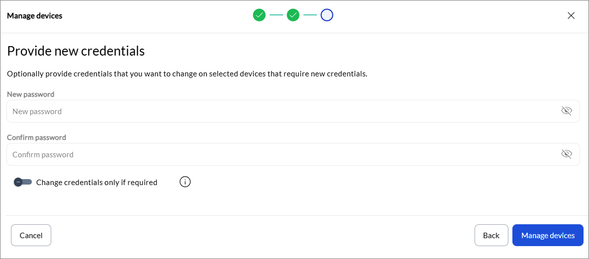 Providing new credentials for a device