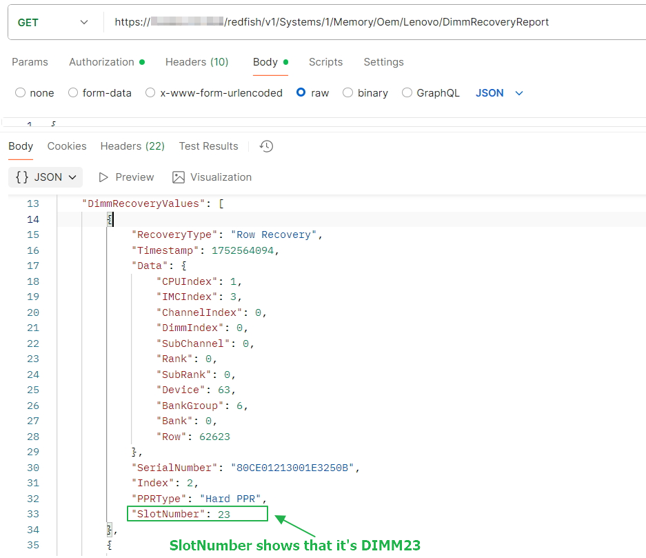 Using Redfish to GET System DIMM Recovery Report