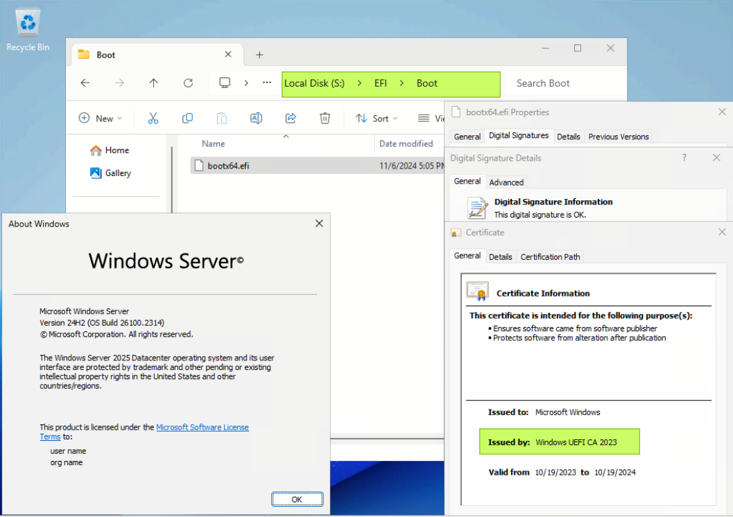 The bootx64.efi with CA 2023 signed