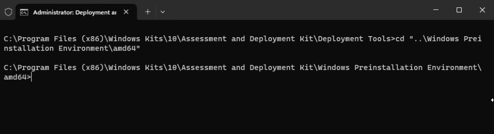 Navigate to the location “..\Windows Preinstallation Environment\amd64”