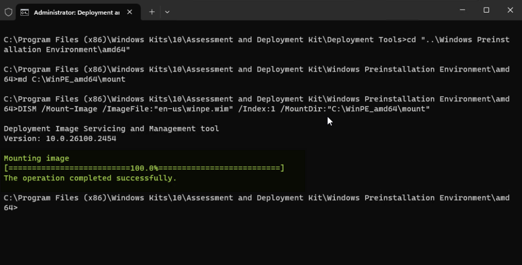 Mount the WinPE boot image