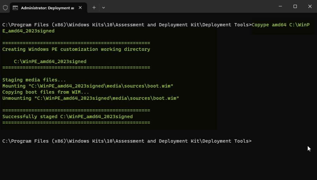 Creating a WinPE working directory