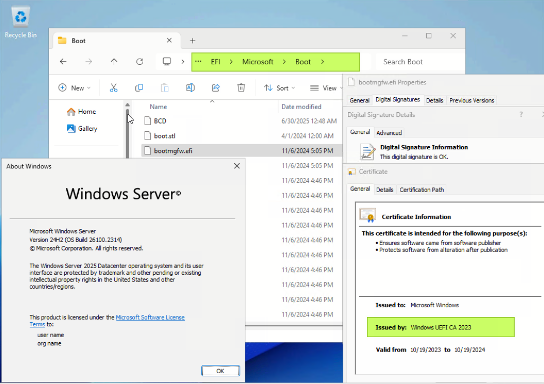 The bootmgfw.efi with CA 2023 signed