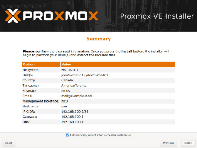 Summary screen