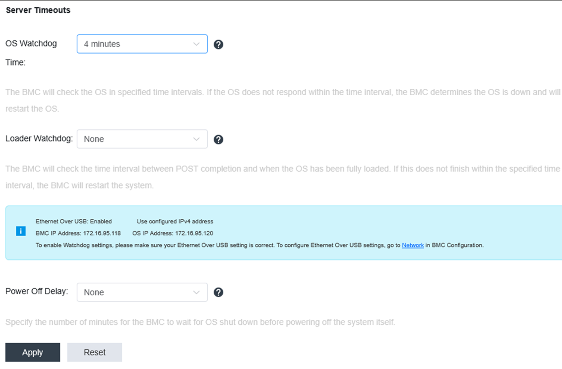 Configure the OS watchdog timeout