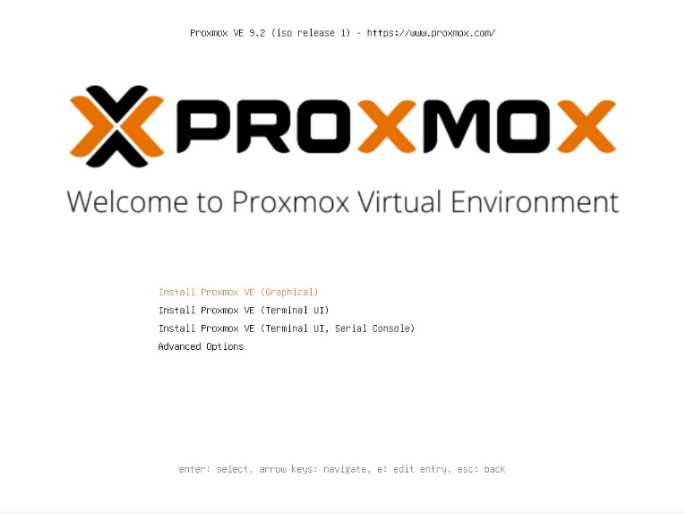 Proxmox VE boot menu