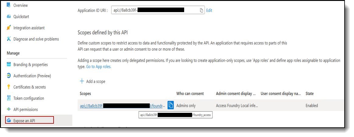 Exposed API Configuration