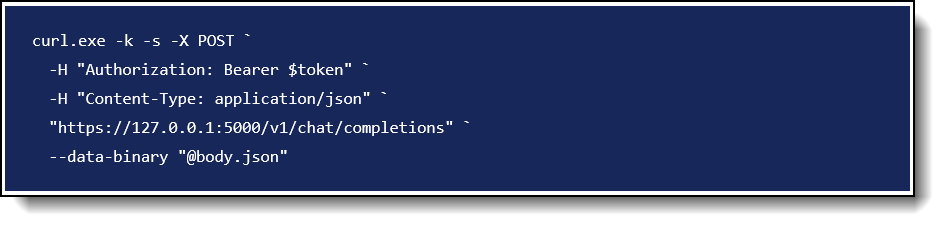 Prompt payload to the local chat