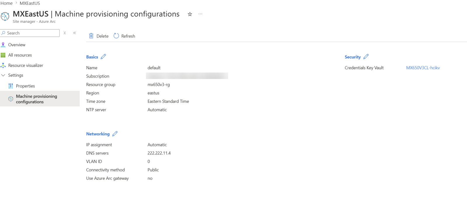 Azure Arc site configuration