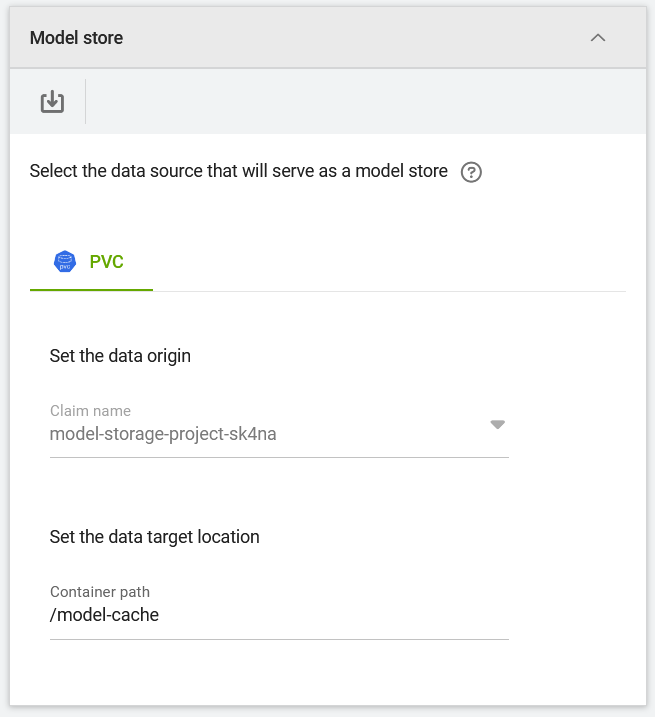 Attaching a persistent volume claim as the model store for the inference workload